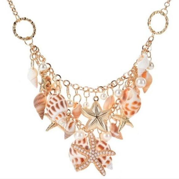 New ANTHRO 2 layer shell starfish golden necklace - Picture 3 of 10